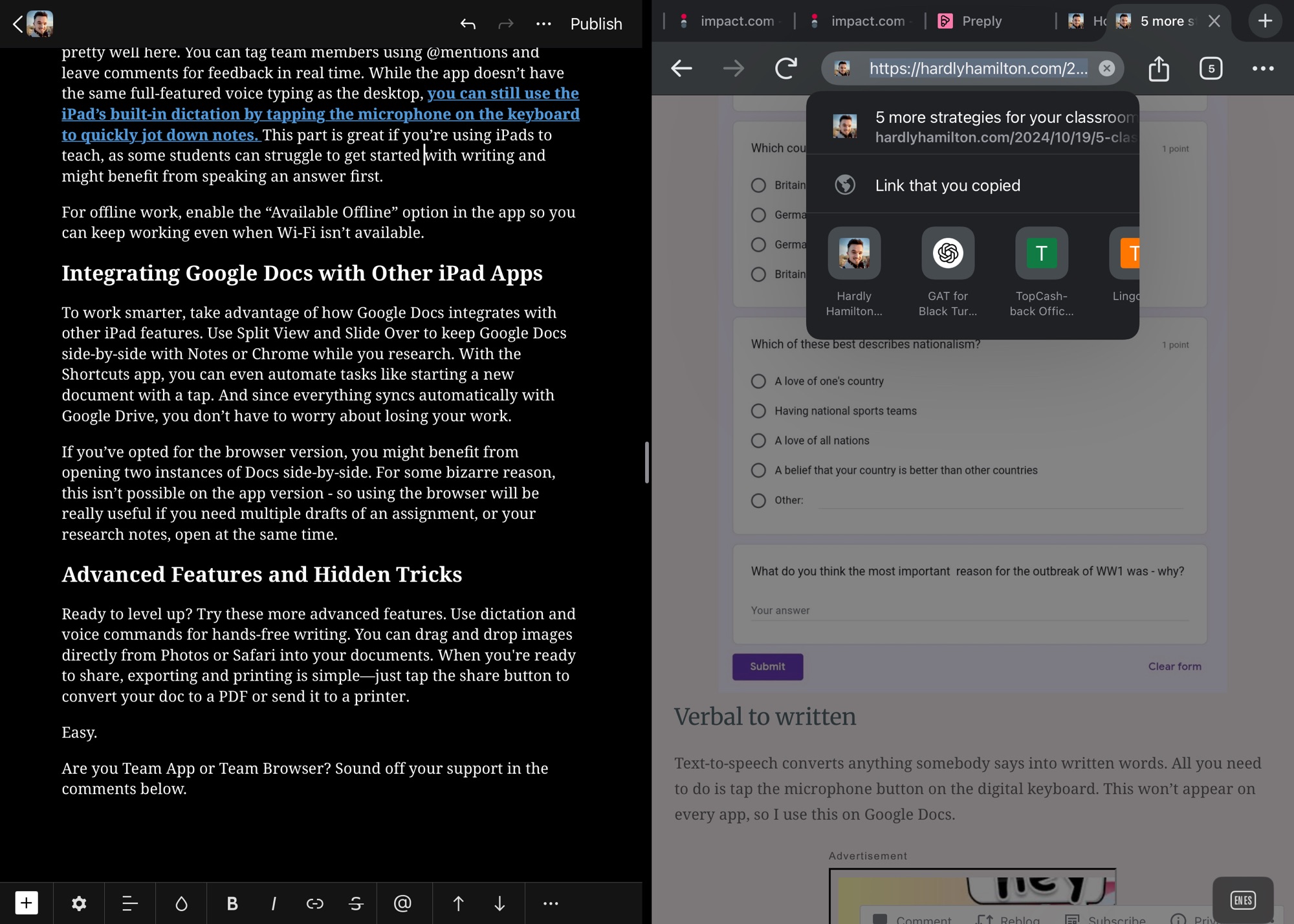 How to Use Google Docs Like a Pro on iPad – Hardly Hamilton