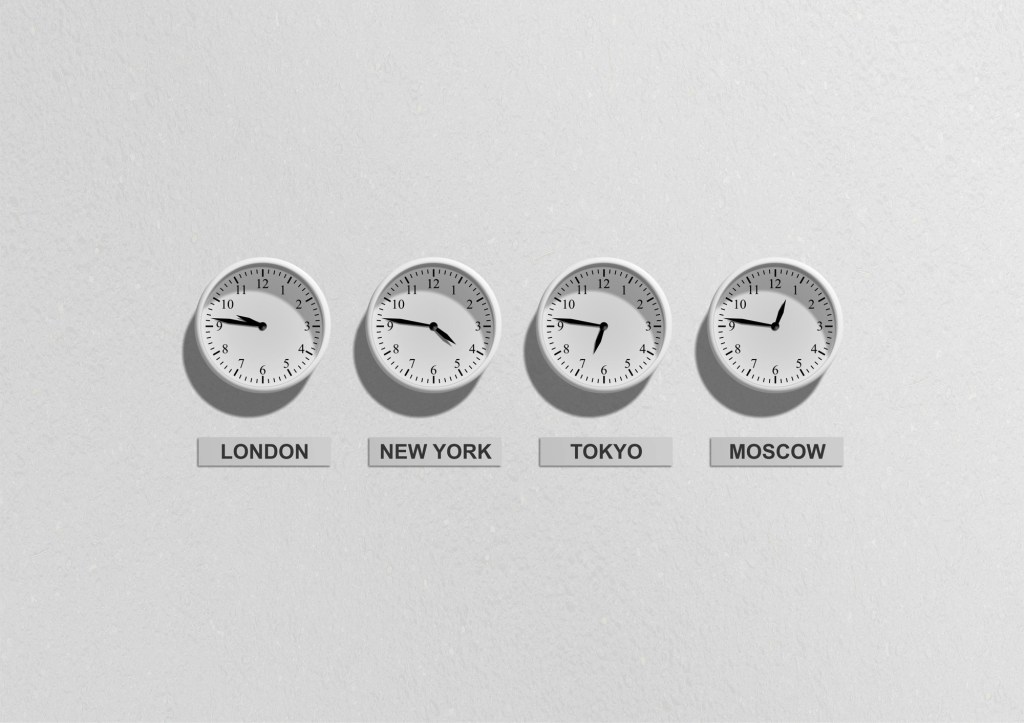 Image showing 4 clocks with different time zones on, to suggest the value of time